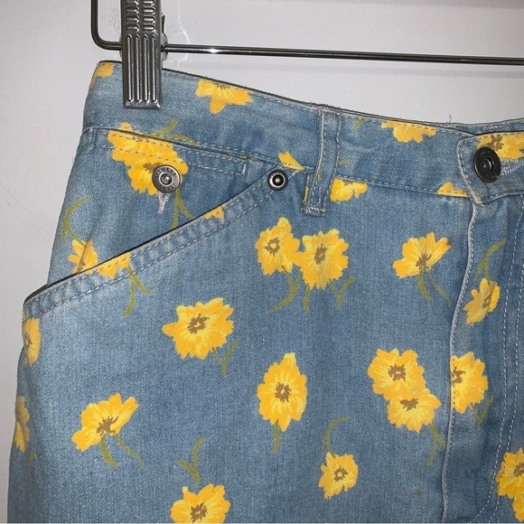 Liz Clairborne Vintage Skirt Size 8 US Denim Yellow  Flowers Floral‎ Knee-Length - Picture 6 of 10